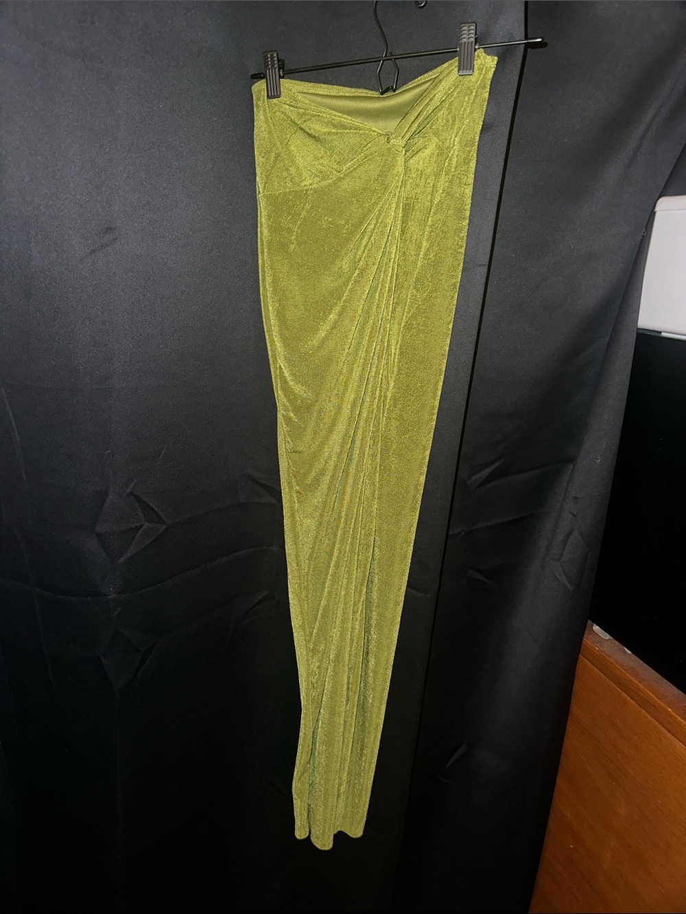 SHEIN Lime Green Draped Maxi Skirt
